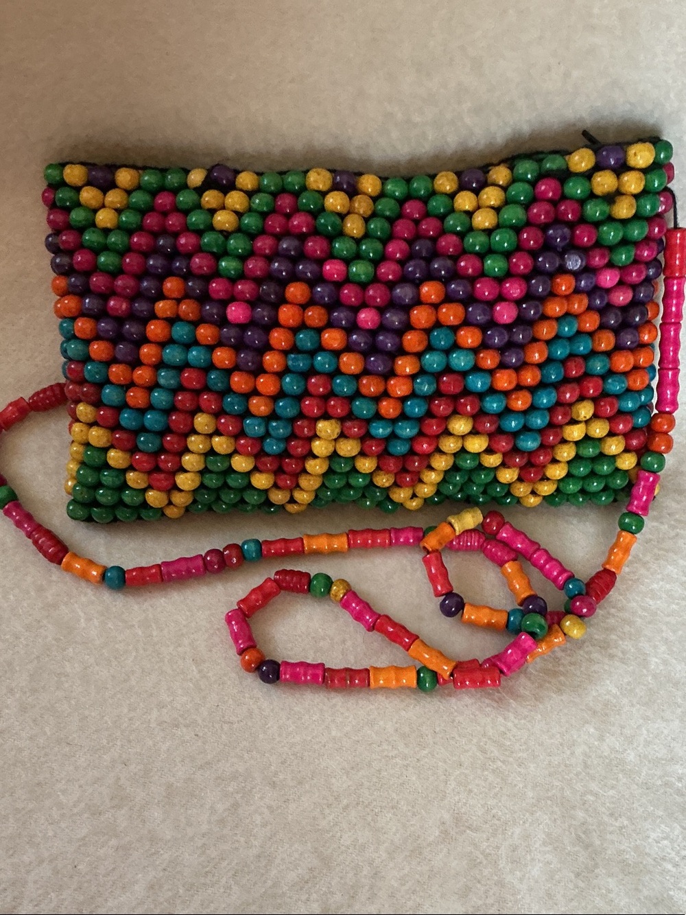 Cynthia Rowley Multicolor Beaded Chevron Clutch with Pink Strap